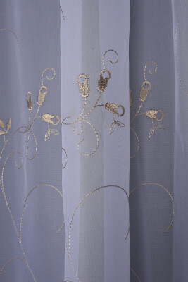 BRODE 2450 DESEN BEYAZ RENK TEK KANAT Hazır dikilmiş Pileli Fon Perde 300*260 cm - 3