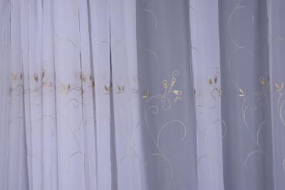 BRODE 2450 DESEN BEYAZ RENK TEK KANAT Hazır dikilmiş Pileli Fon Perde 300*260 cm - 4