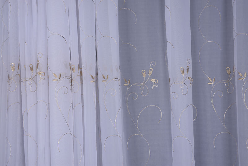 BRODE 2450 DESEN BEYAZ RENK TEK KANAT Hazır dikilmiş Pileli Fon Perde 300*260 cm - 4