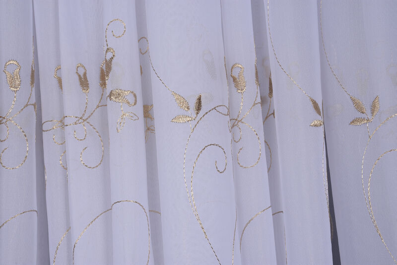 BRODE 2450 DESEN BEYAZ RENK TEK KANAT Hazır dikilmiş Pileli Fon Perde 300*260 cm - 5