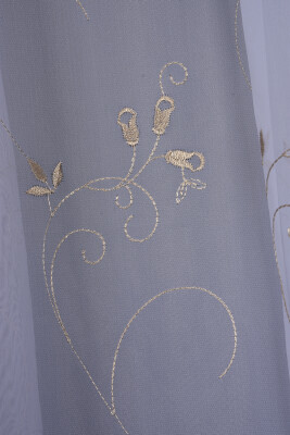 BRODE 2450 DESEN BEYAZ RENK TEK KANAT Hazır dikilmiş Pileli Fon Perde 300*260 cm - 6