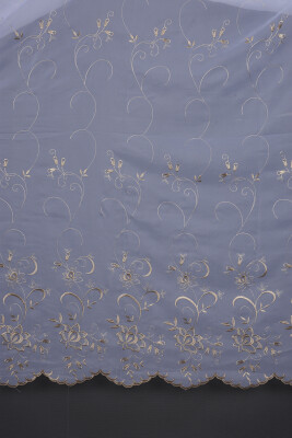 BRODE 2450 DESEN BEYAZ RENK TEK KANAT Hazır dikilmiş Pileli Fon Perde 300*260 cm - 9