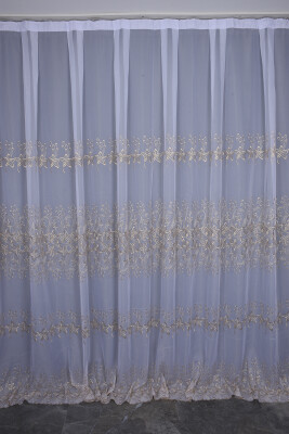 BRODE 2550 DESEN BEYAZ RENK TEK KANAT Hazır dikilmiş Pileli Fon Perde 300*260 cm - AKÇA TEKSTİL