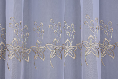 BRODE 2550 DESEN BEYAZ RENK TEK KANAT Hazır dikilmiş Pileli Fon Perde 300*260 cm - 2