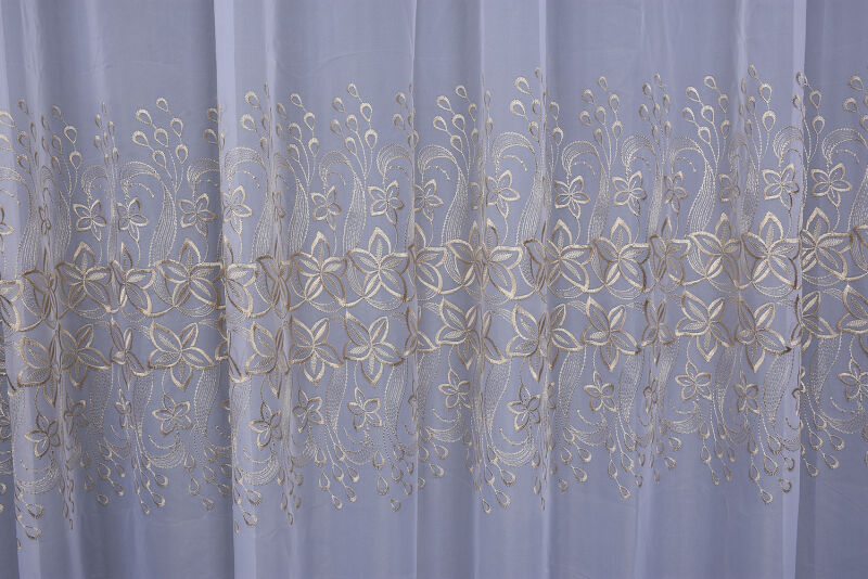 BRODE 2550 DESEN BEYAZ RENK TEK KANAT Hazır dikilmiş Pileli Fon Perde 300*260 cm - 3