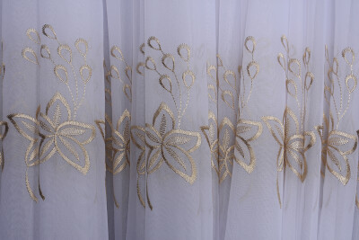 BRODE 2550 DESEN BEYAZ RENK TEK KANAT Hazır dikilmiş Pileli Fon Perde 300*260 cm - 9