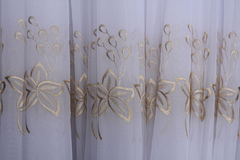 BRODE 2550 DESEN BEYAZ RENK TEK KANAT Hazır dikilmiş Pileli Fon Perde 300*260 cm - 9