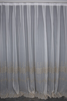 BRODE 2650 DESEN BEYAZ RENK TEK KANAT Hazır dikilmiş Pileli Fon Perde 300*260 cm - AKÇA TEKSTİL