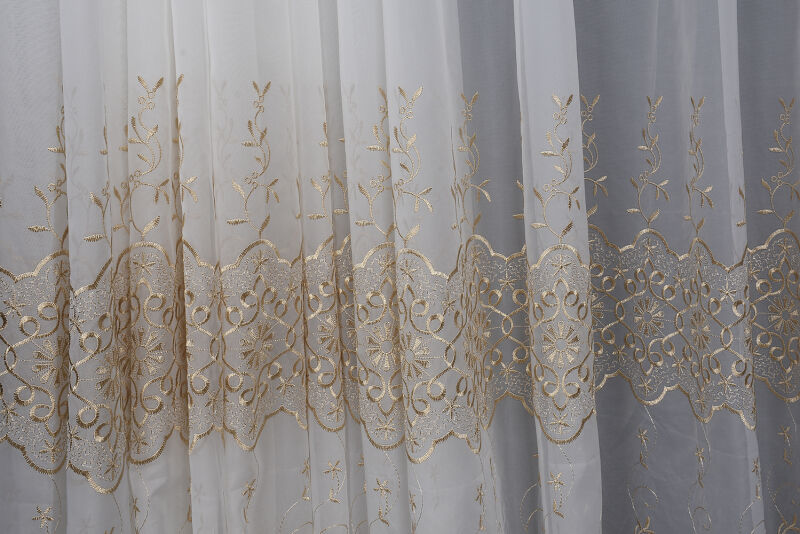 BRODE 2650 DESEN BEYAZ RENK TEK KANAT Hazır dikilmiş Pileli Fon Perde 300*260 cm - 2