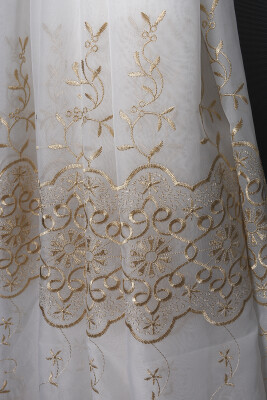 BRODE 2650 DESEN BEYAZ RENK TEK KANAT Hazır dikilmiş Pileli Fon Perde 300*260 cm - 9