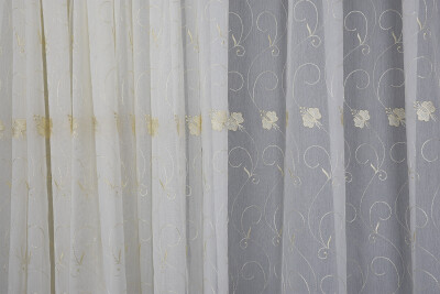 BRODE 2750 DESEN KREM RENK TEK KANAT Hazır dikilmiş Pileli Fon Perde 300*260 cm - 2