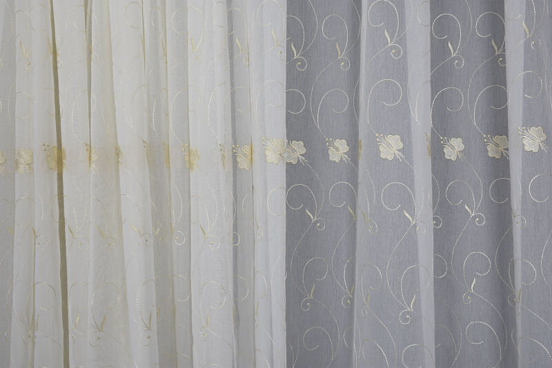 BRODE 2750 DESEN KREM RENK TEK KANAT Hazır dikilmiş Pileli Fon Perde 300*260 cm - 2