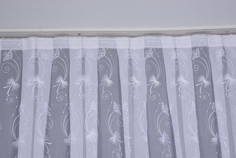 BRODE 3150 DESEN BEYAZ RENK TEK KANAT Hazır dikilmiş Pileli Fon Perde 300*260 cm - 1