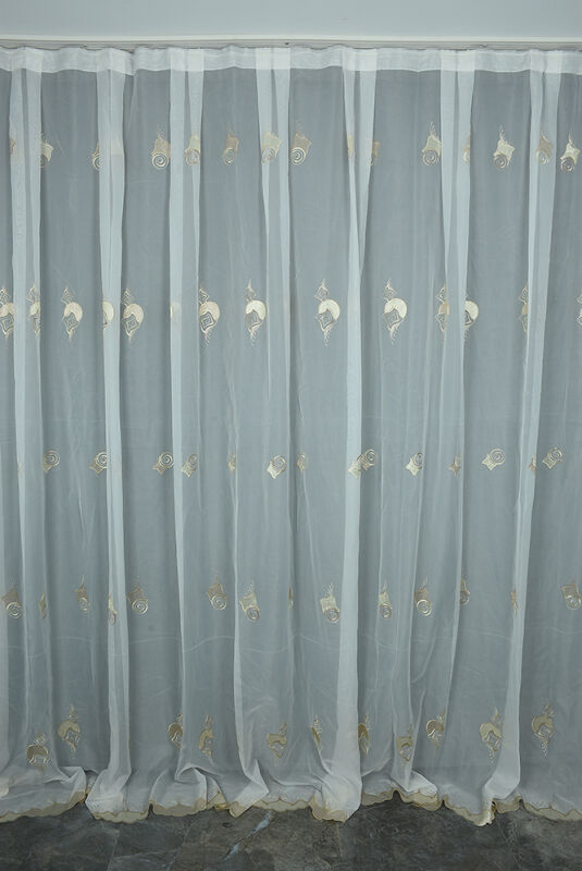 BRODE 3250 MODEL BEYAZ RENK TEK KANAT Hazır dikilmiş Pileli Fon Perde 300*260 cm - 1