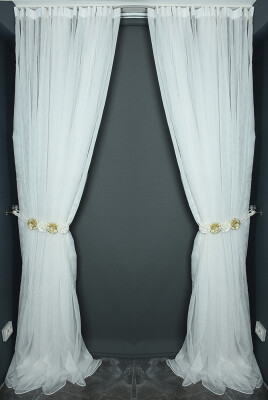 BRS MODEL KIRIK BEYAZ RENK TEK KANAT Hazır dikilmiş Pileli Fon Perde 300*260 cm - 6