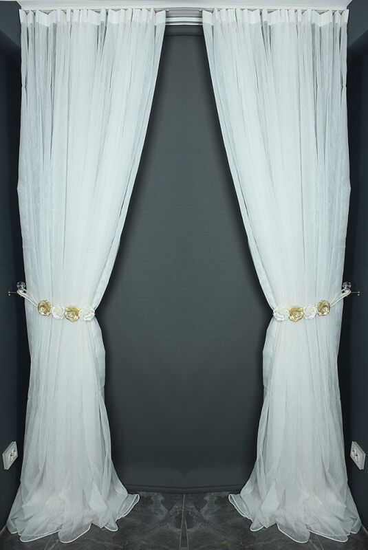 BRS MODEL KIRIK BEYAZ RENK TEK KANAT Hazır dikilmiş Pileli Fon Perde 300*260 cm - 6