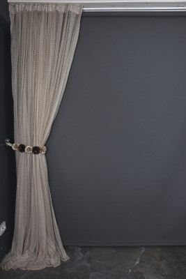 BÜYÜK BAKLAVA MODEL VİZON RENK TEK KANAT Hazır dikilmiş Pileli Fon Perde 300*260 cm - 7