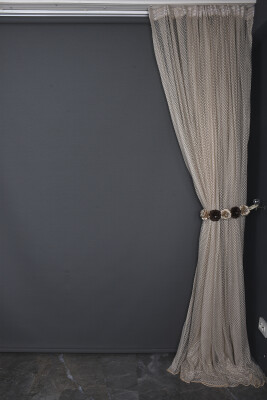 BÜYÜK BAKLAVA MODEL VİZON RENK TEK KANAT Hazır dikilmiş Pileli Fon Perde 300*260 cm - 8