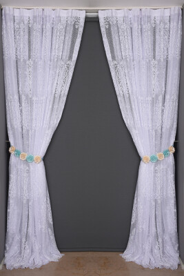 BÜYÜK DAMAKS BEYAZ RENK TEK KANAT Dikilmiş Pileli Fon Perde 300*260 Cm - 7