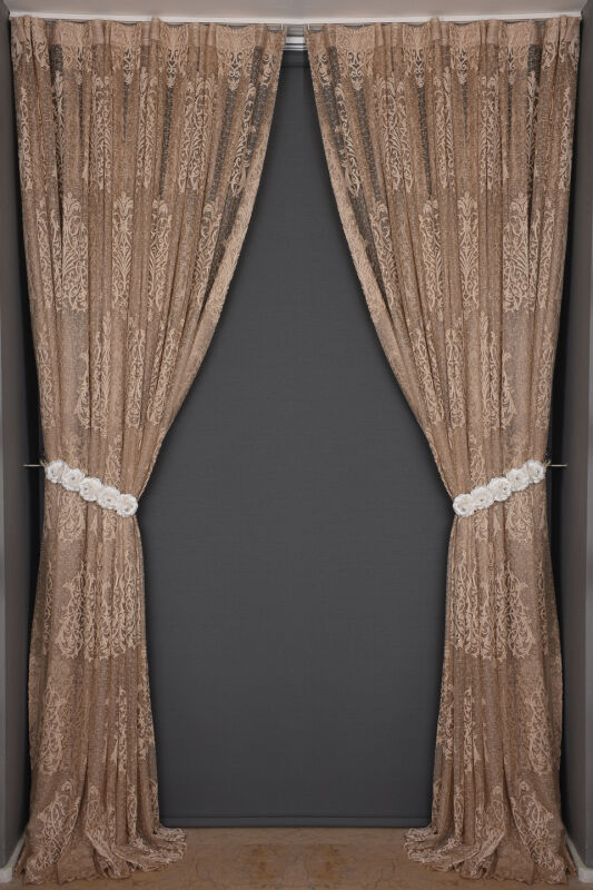 BÜYÜK DAMAKS VİZON RENK TEK KANAT Dikilmiş Pileli Fon Perde 300*260 Cm - 7