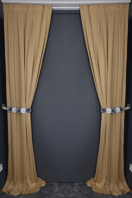 BÜYÜK PETEK MODEL GOLD RENK TEK KANAT Hazır dikilmiş Pileli Fon Perde 75*260 cm - 4