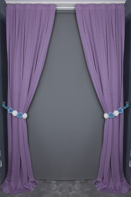 BÜYÜK PETEK MODEL LİLA RENK TEK KANAT Hazır dikilmiş Pileli Fon Perde 75*260 cm - 6