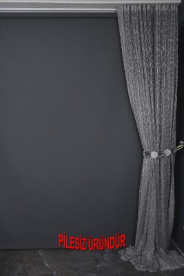 ÇALI MODEL GRİ RENK TEK KANAT PİLESİZ Hazır Fon Perde 200*260 cm - 9