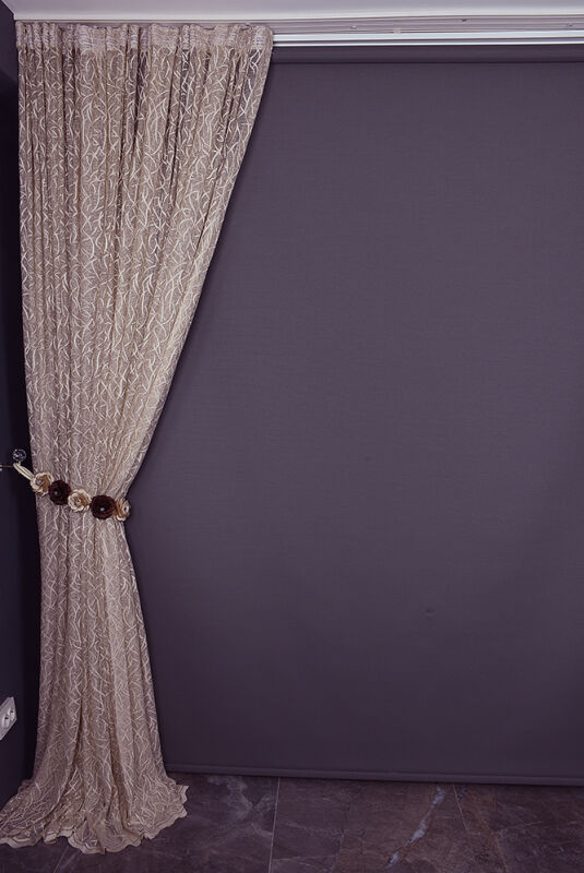 ÇALI MODEL VİZON RENK TEK KANAT Hazır dikilmiş Pileli Fon Perde 300*260 cm - 5