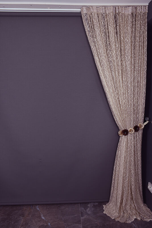 ÇALI MODEL VİZON RENK TEK KANAT Hazır dikilmiş Pileli Fon Perde 300*260 cm - 6