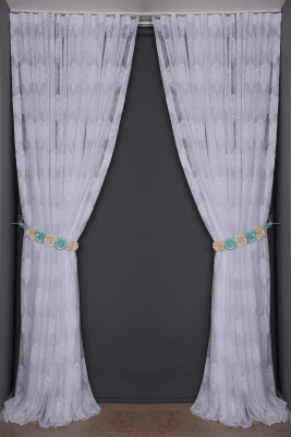 ÇERÇEVELİ DAMAKS KIRIK BEYAZRENK TEK KANAT Hazır Pileli Fon Perde 300*260 - 2