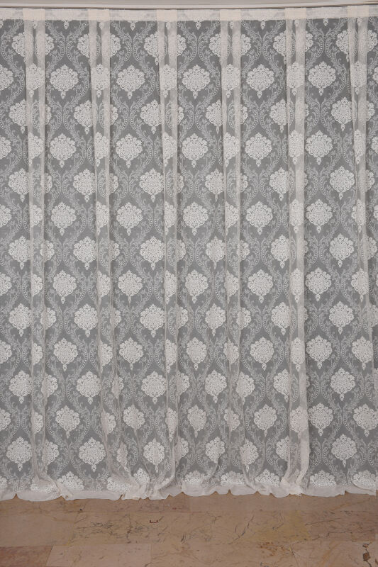 ÇERÇEVELİ DAMAKS KREM RENK TEK KANAT Hazır dikilmiş Pileli Fon Perde 300*260 cm - 1