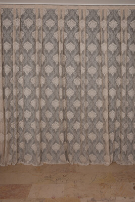 ÇERÇEVELİ DAMAKS VİZON RENK TEK KANAT Hazır dikilmiş Pileli Fon Perde 300*260 cm - 1