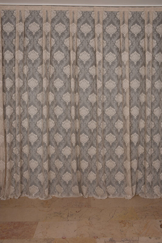 ÇERÇEVELİ DAMAKS VİZON RENK TEK KANAT Hazır dikilmiş Pileli Fon Perde 300*260 cm - 1