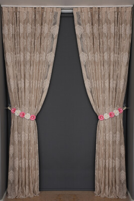 ÇERÇEVELİ DAMAKS VİZON RENK TEK KANAT Hazır dikilmiş Pileli Fon Perde 300*260 cm - 2