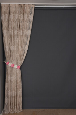 ÇERÇEVELİ DAMAKS VİZON RENK TEK KANAT Hazır dikilmiş Pileli Fon Perde 300*260 cm - 3