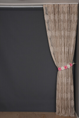 ÇERÇEVELİ DAMAKS VİZON RENK TEK KANAT Hazır dikilmiş Pileli Fon Perde 300*260 cm - 4