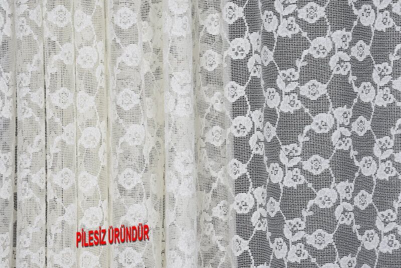 ÇİÇEK KREM RENK PİLESİZ TEK KANAT Fon Perde 300*260 cm - 6