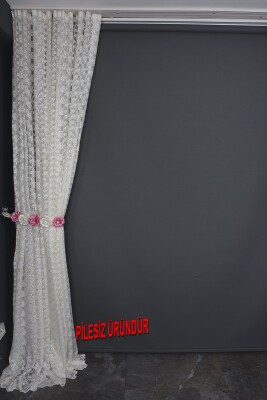 ÇİÇEK KREM RENK PİLESİZ TEK KANAT Fon Perde 300*260 cm - 8