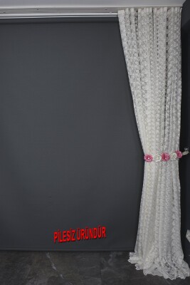 ÇİÇEK KREM RENK PİLESİZ TEK KANAT Fon Perde 300*260 cm - 9
