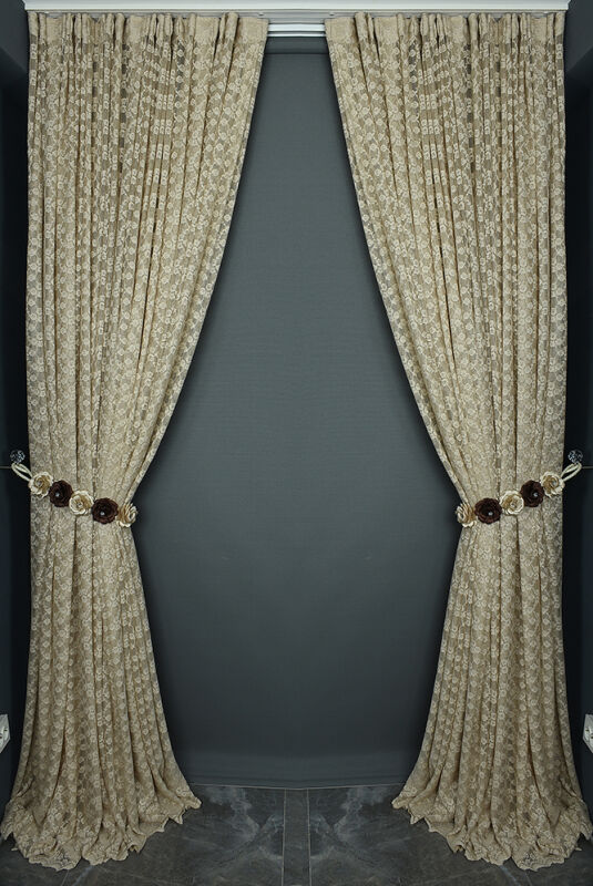 ÇİÇEK MODEL VİZON RENK TEK KANAT Hazır dikilmiş Pileli Fon Perde 300*260 cm - 7