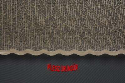 ÇİZGİLİ MODEL GOLD RENK TEK KANAT PİLESİZ Hazır Fon Perde 200*260 cm - 4