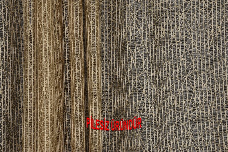 ÇİZGİLİ MODEL GOLD RENK TEK KANAT PİLESİZ Hazır Fon Perde 200*260 cm - 5