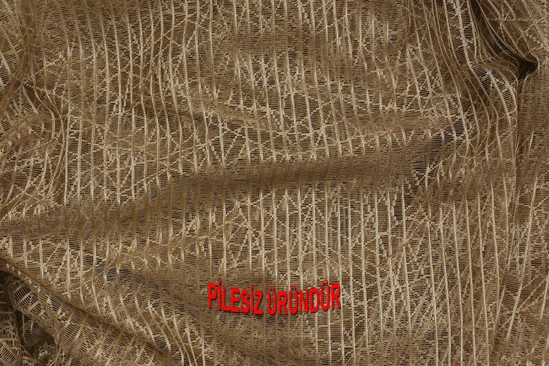 ÇİZGİLİ MODEL GOLD RENK TEK KANAT PİLESİZ Hazır Fon Perde 200*260 cm - 6