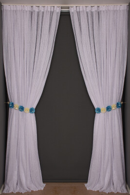 ÇİZGİLİ MODEL KIRIK BEYAZ RENK TEK KANAT Hazır dikilmiş Pileli Fon Perde 300*260 cm - 7