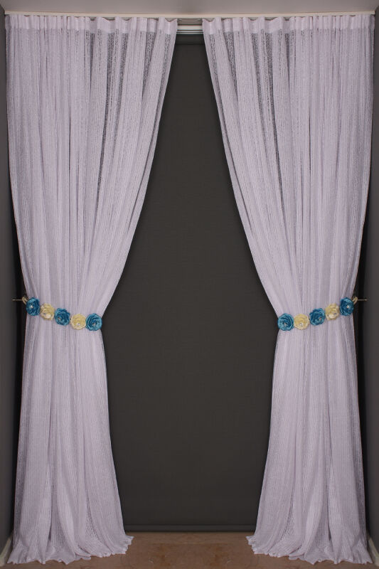 ÇİZGİLİ MODEL KIRIK BEYAZ RENK TEK KANAT Hazır dikilmiş Pileli Fon Perde 300*260 cm - 7