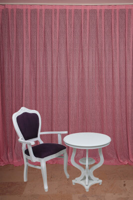 ÇİZGİLİ MODEL PEMBE RENK TEK KANAT Hazır dikilmiş Pileli Fon Perde 300*260 cm - 1