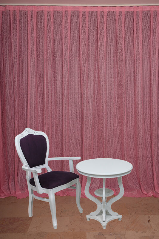 ÇİZGİLİ MODEL PEMBE RENK TEK KANAT Hazır dikilmiş Pileli Fon Perde 300*260 cm - 1