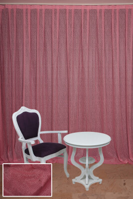 ÇİZGİLİ MODEL PEMBE RENK TEK KANAT Hazır dikilmiş Pileli Fon Perde 300*260 cm - 2