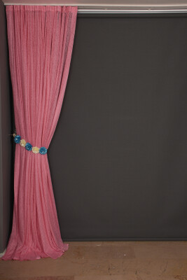 ÇİZGİLİ MODEL PEMBE RENK TEK KANAT Hazır dikilmiş Pileli Fon Perde 300*260 cm - 6