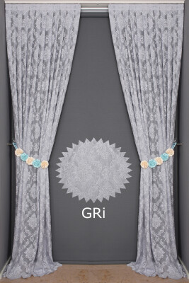 DAMAKS GRİ RENK TEK KANAT Hazır dikilmiş Pileli Fon Perde 75*260 cm - 4